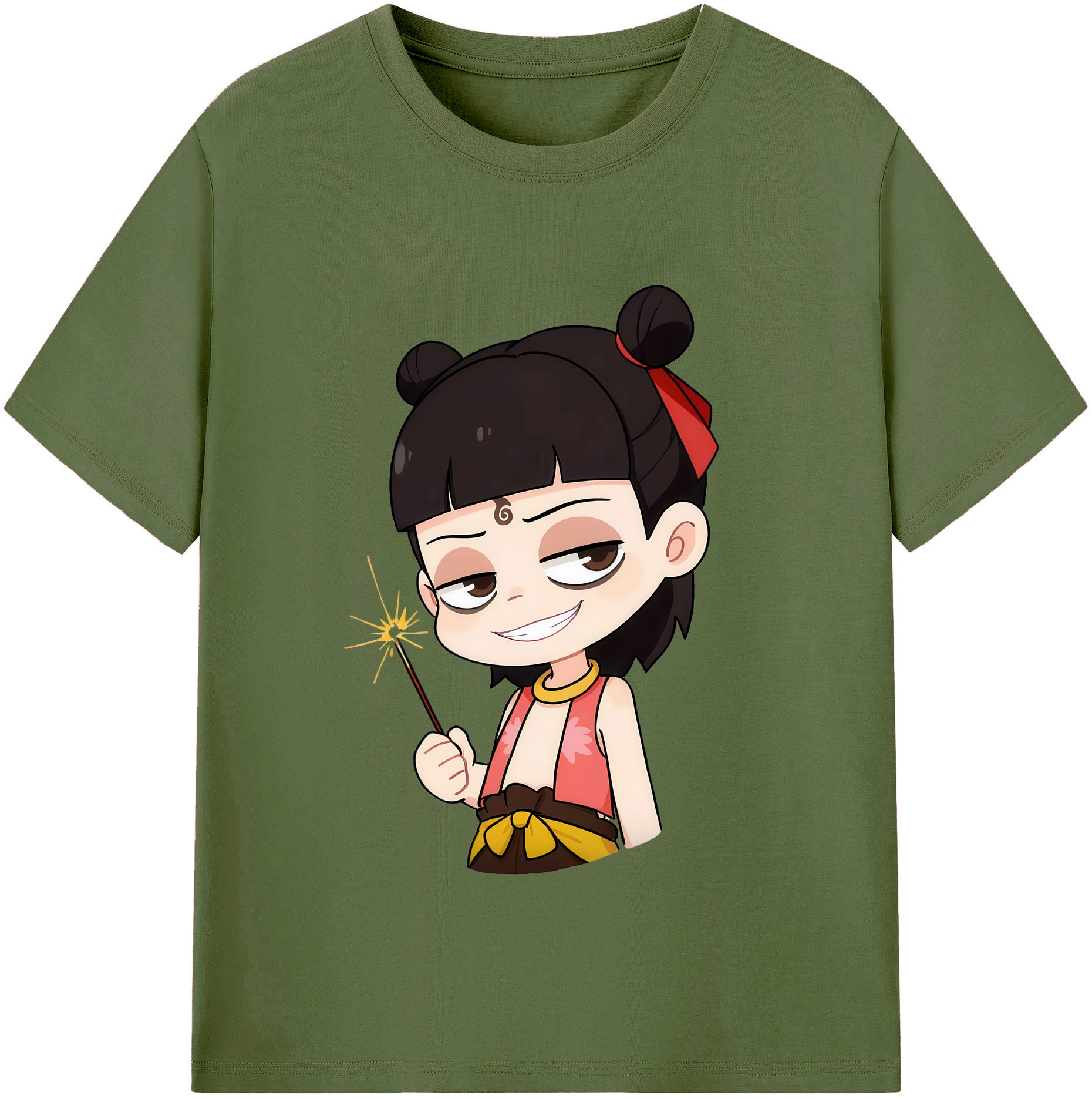（画像用） Ne Zha 2 ナタ 魔童の大暴れ 綿100％半袖Tシャツ（フロントプリント）